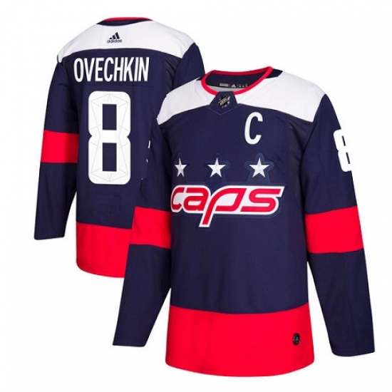 Men's Adidas Washington Capitals #8 Alex Ovechkin Authentic Navy Blue 2018 Stadium Series NHL Jersey - Ujersey