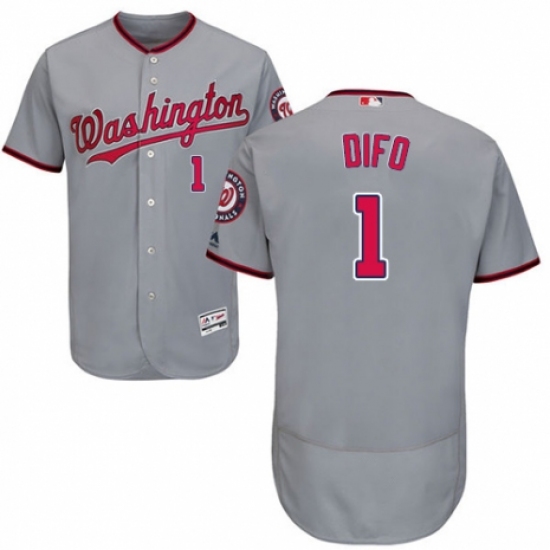 Men's Majestic Washington Nationals #1 Wilmer Difo Grey Road Flex Base Authentic Collection MLB Jersey - Ujersey