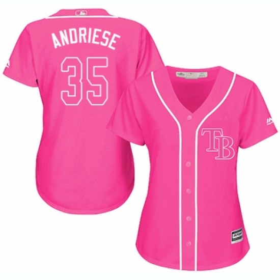 Women's Majestic Tampa Bay Rays #35 Matt Andriese Replica Pink Fashion Cool Base MLB Jersey - Ujersey