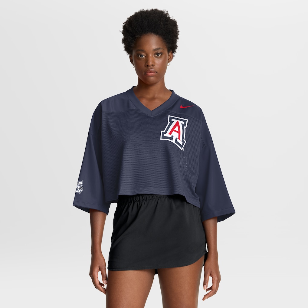 Women's Nike Navy Arizona Wildcats Cropped Mesh Dri-FIT Fashion Jersey - Ujersey NHL