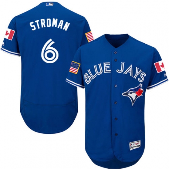 Men's Majestic Toronto Blue Jays #6 Marcus Stroman Authentic Royal Blue Fashion Stars & Stripes Flex Base MLB Jersey - Ujersey