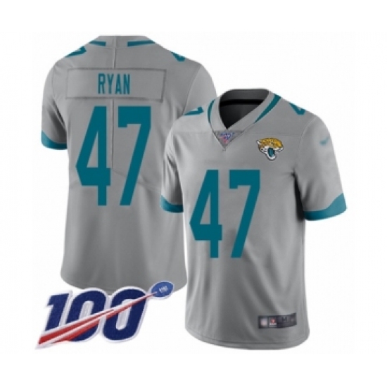 Men's Jacksonville Jaguars #47 Jake Ryan Silver Inverted Legend Limited 100th Season Football Jersey - Ujersey