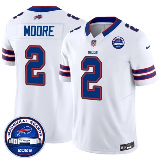 Men's Buffalo Bills #2 D.J. Moore White F.U.S.E. 2026 Inaugural Season at Highmark Stadium Football Stitched Jersey - Ujersey