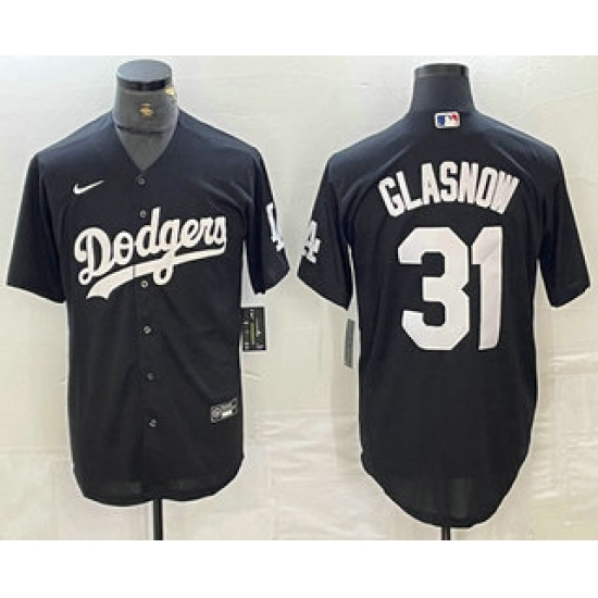 Men's Los Angeles Dodgers #31 Tyler Glasnow Black Turn Back The Clock Stitched Cool Base Jerseys - Ujersey