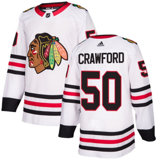 Youth Adidas Chicago Blackhawks #50 Corey Crawford Authentic White Away NHL Jersey - Ujersey