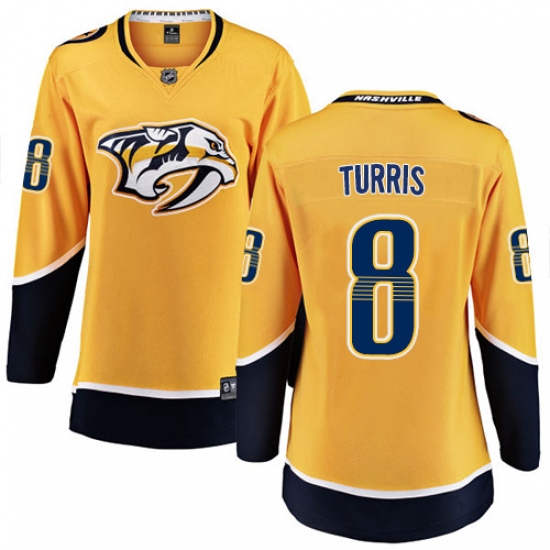 Women's Nashville Predators #8 Kyle Turris Fanatics Branded Gold Home Breakaway NHL Jersey - Ujersey