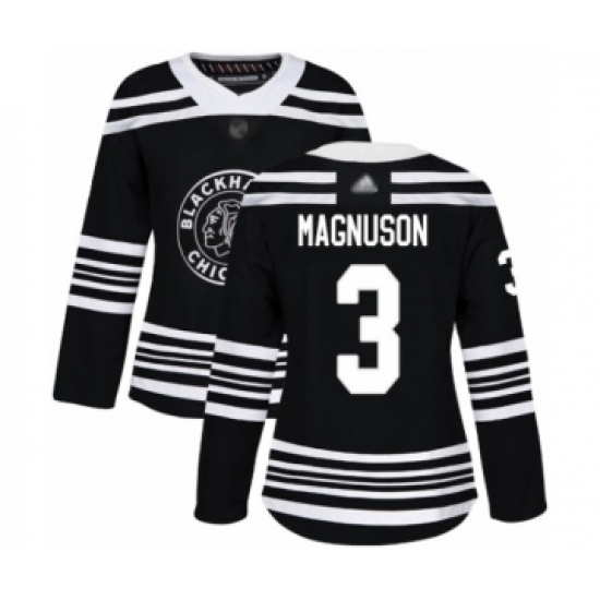 Women's Chicago Blackhawks #3 Keith Magnuson Authentic Black Alternate Hockey Jersey - Ujersey