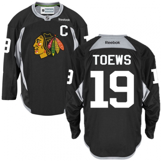 Men's Reebok Chicago Blackhawks #19 Jonathan Toews Authentic Black Practice NHL Jersey - Ujersey