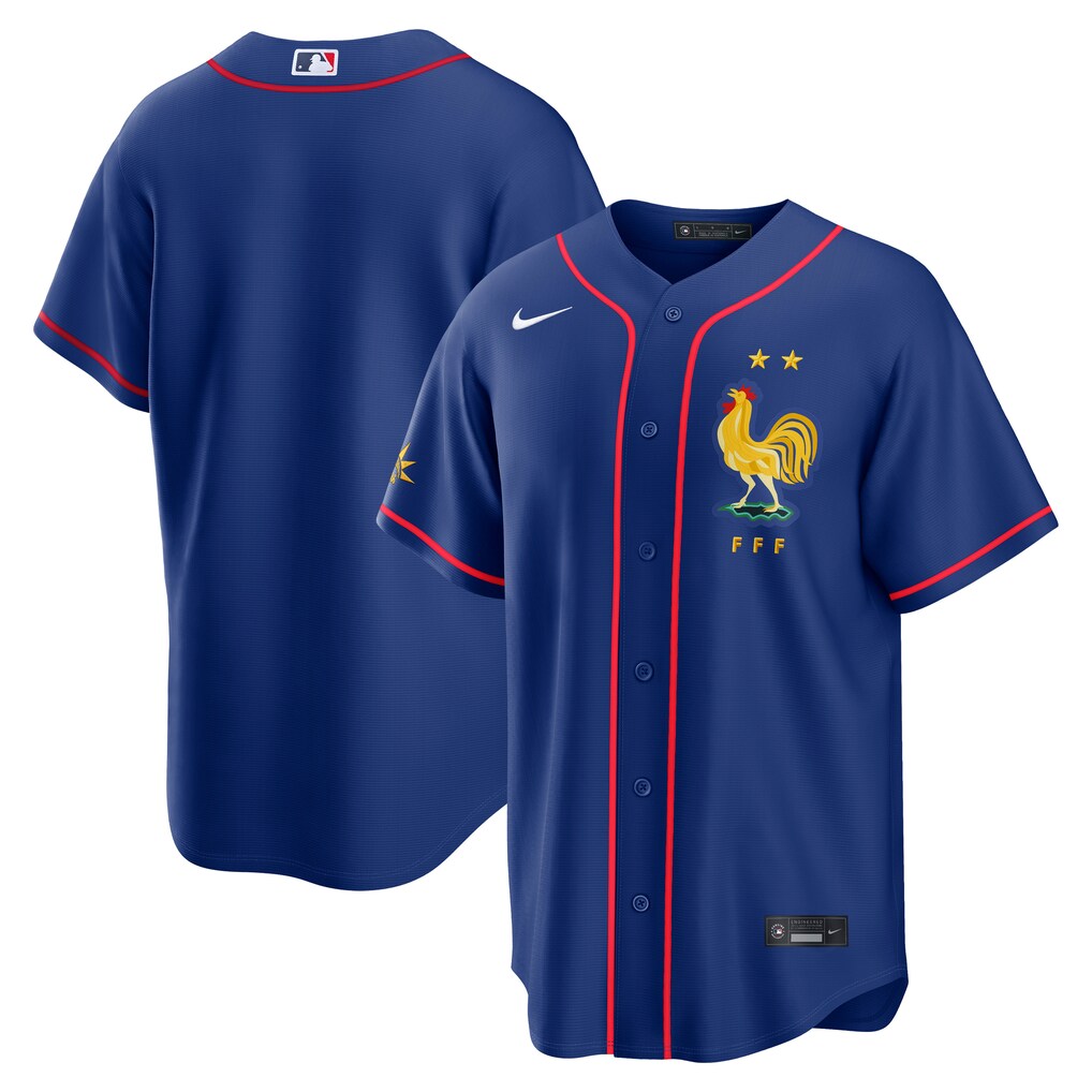 Men's France National Team x MLB Nike Blue Stadium Replica Jersey - Ujersey