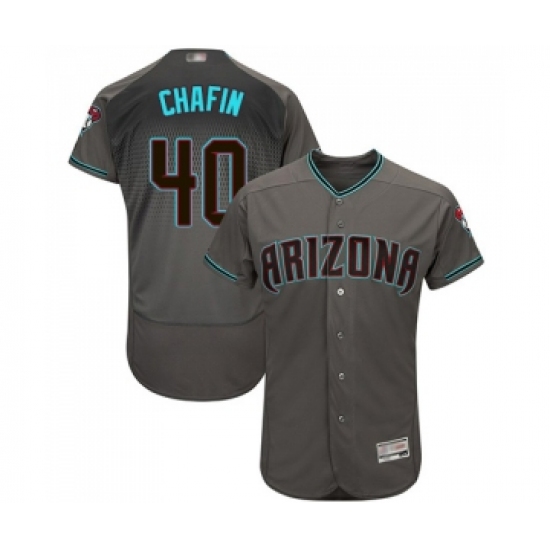 Men's Arizona Diamondbacks #40 Andrew Chafin Gray Teal Alternate Authentic Collection Flex Base Baseball Jersey - Ujersey