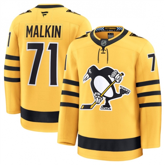 Men's Pittsburgh Penguins #71 Evgeni Malkin Gold 2025 Alternate Stitched Hockey Jersey - Ujersey