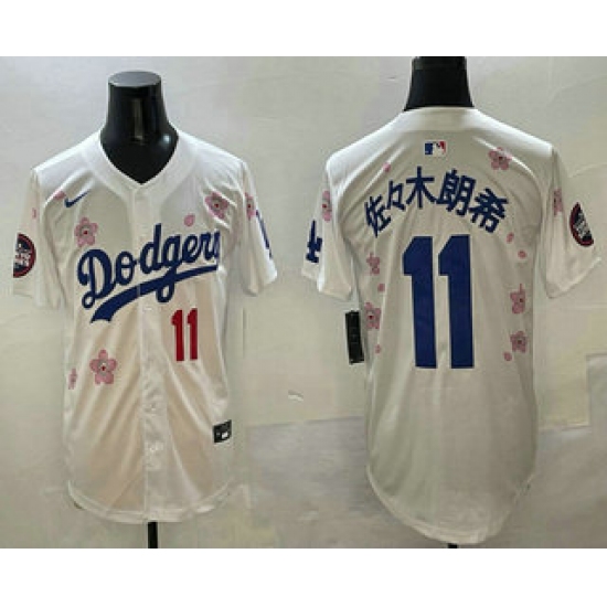 Men's Los Angeles Dodgers #11 Roki Sasaki White Japanese 2025 Tokyo Series Limited Jersey - Ujersey