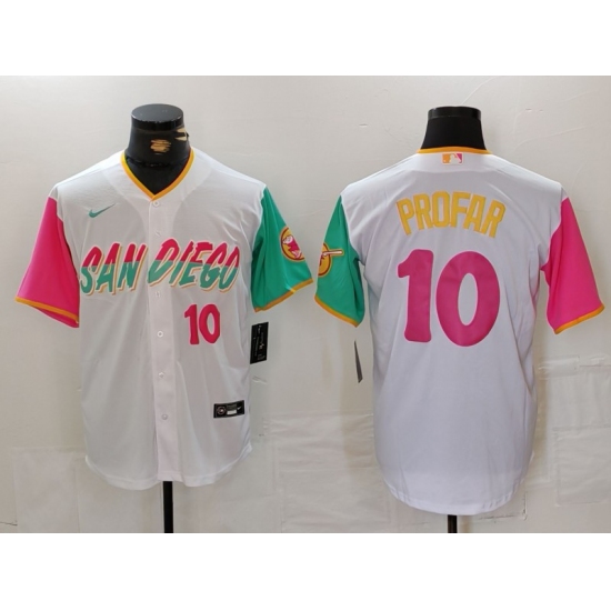 Men's San Diego Padres #10 Jurickson Profar Number White 2023 City Connect Cool Base Stitched Jersey - Ujersey