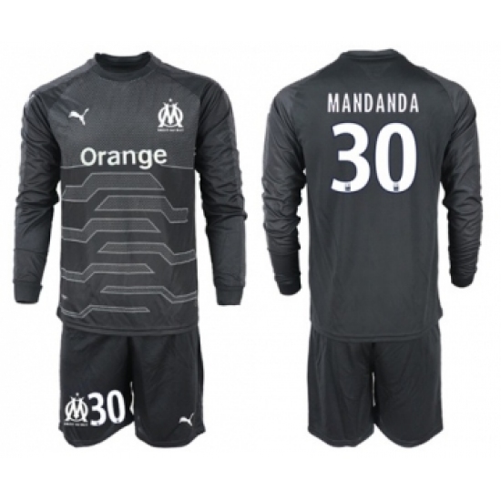 Marseille #30 Mandanda Black Goalkeeper Long Sleeves Soccer Club Jersey