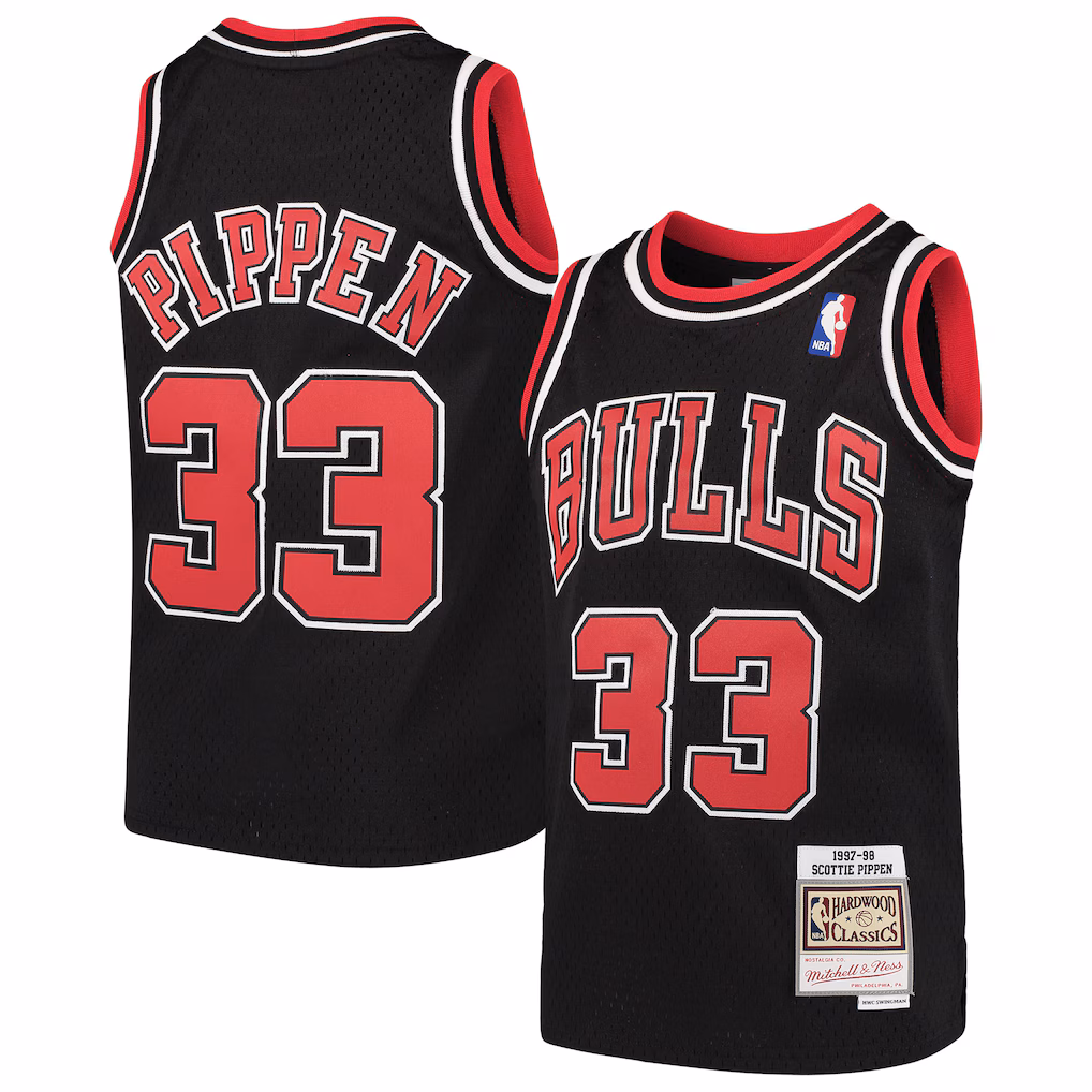Youth Chicago Bulls Scottie Pippen Mitchell & Ness Black Hardwood Classics Swingman Throwback Jersey - Vujersey Los Angeles Rams