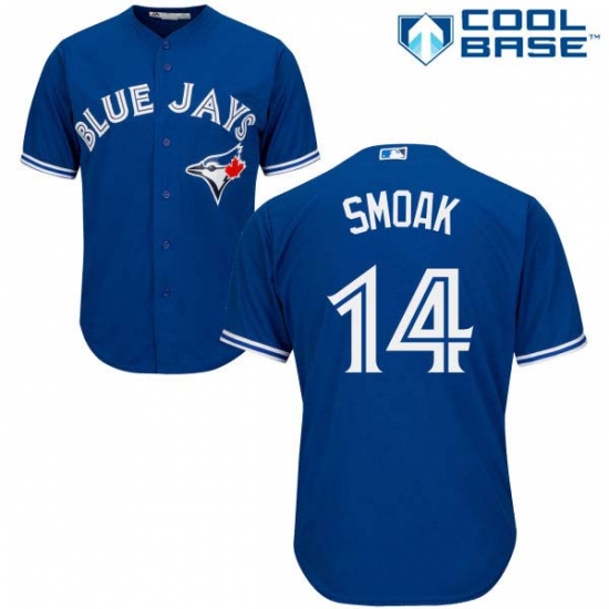 Men's Majestic Toronto Blue Jays #14 Justin Smoak Replica Blue Alternate MLB Jersey - Ujersey