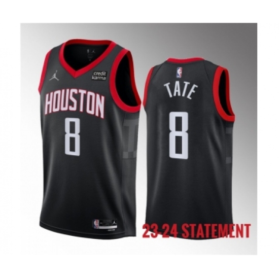 Men's Houston Rockets #8 Jae'Sean Tate Black 2023 Statement Edition Stitched Basketball Jersey - Ujersey