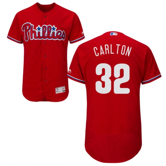 Men's Majestic Philadelphia Phillies #32 Steve Carlton Red Alternate Flex Base Authentic Collection MLB Jersey - Ujersey