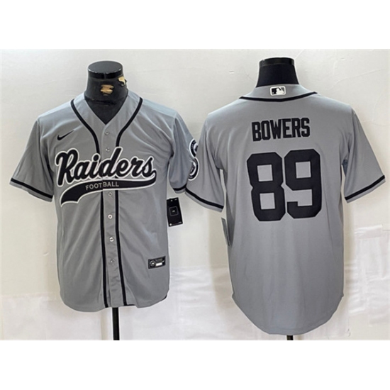 Men's Las Vegas Raiders #89 Brock Bowers Gray Cool Base Baseball Stitched Jersey - Ujersey