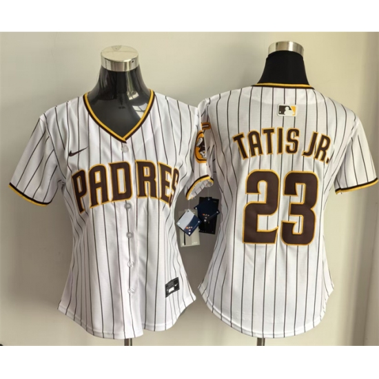 Women's San Diego Padres #23 Fernando Tatis Jr. White Home Limited Stitched Baseball Jersey(Run Small) - Ujersey