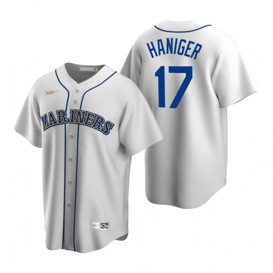 Men's Nike Seattle Mariners #17 Mitch Haniger White Cooperstown Collection Home Stitched Baseball Jersey - Ujersey