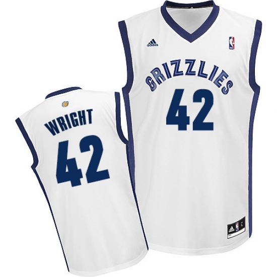 Men's Adidas Memphis Grizzlies #42 Lorenzen Wright Swingman White Home NBA Jersey - Ujersey