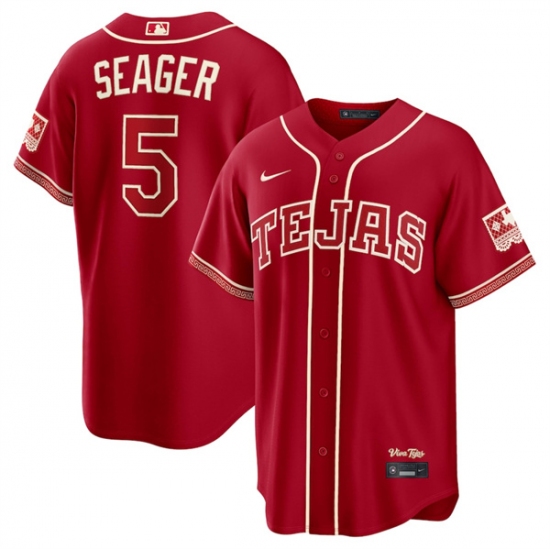 Men's Texas Rangers #5 Corey Seager Red 2026 City Connect Stadium Stitched Baseball Jersey - Ujersey