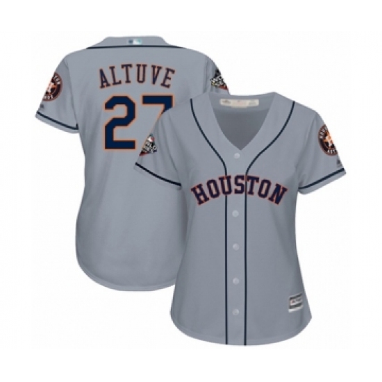 Women's Houston Astros #27 Jose Altuve Authentic Grey Road Cool Base 2019 World Series Bound Baseball Jersey - Ujersey