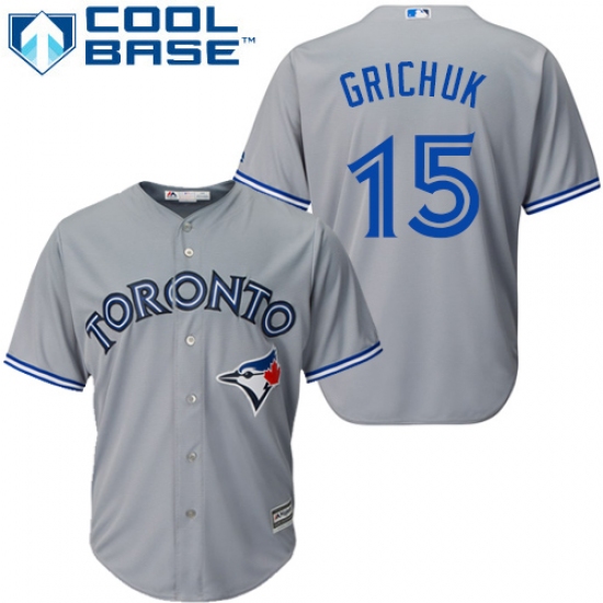 Youth Majestic Toronto Blue Jays #15 Randal Grichuk Replica Grey Road MLB Jersey - Ujersey