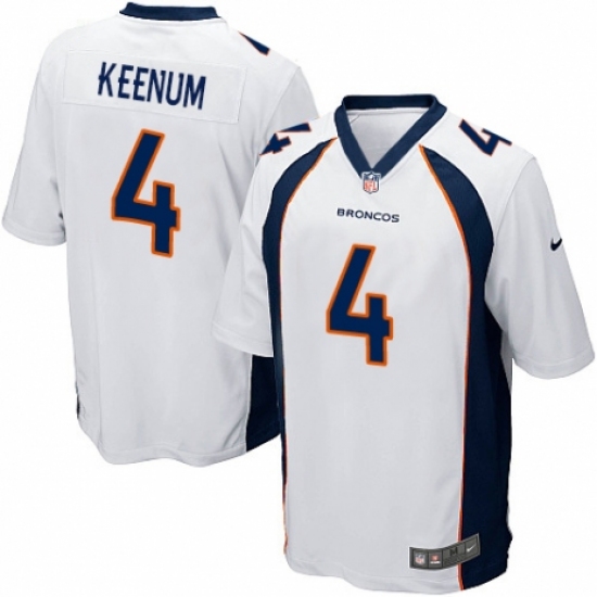 Men's Nike Denver Broncos #4 Case Keenum Game White NFL Jersey - Ujersey