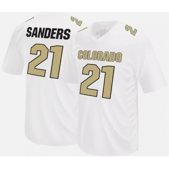 Men's Colorado Buffaloes Shilo Sanders #21 Original Retro Brand White NCAA Game Jersey