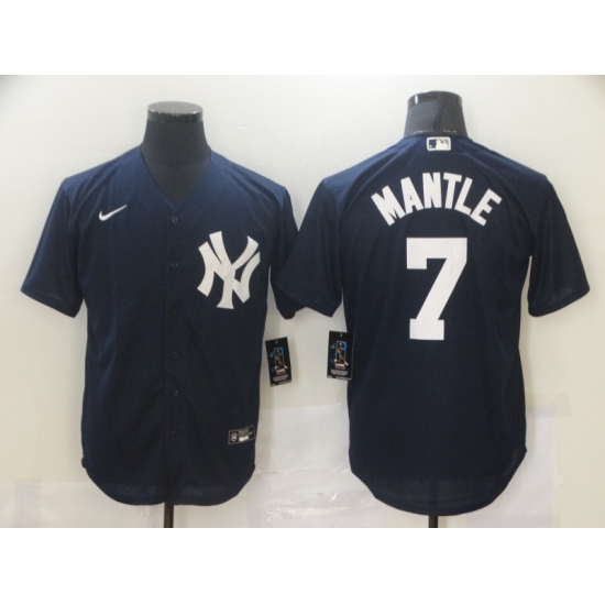 Men's New York Yankees #7 Mickey Mantle Authentic Navy Blue Nike MLB Jersey - Ujersey