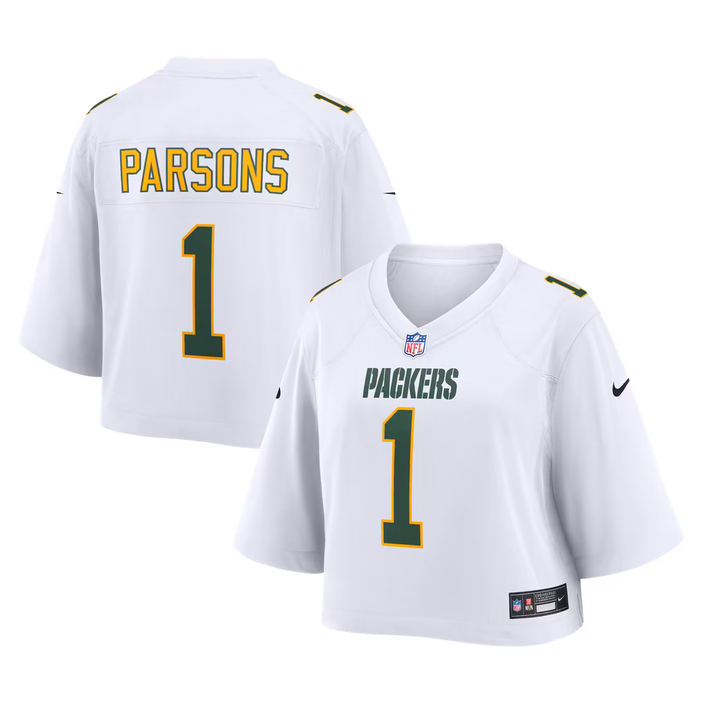 Women's Green Bay Packers Micah Parsons Nike White Cropped Fashion Game Jersey