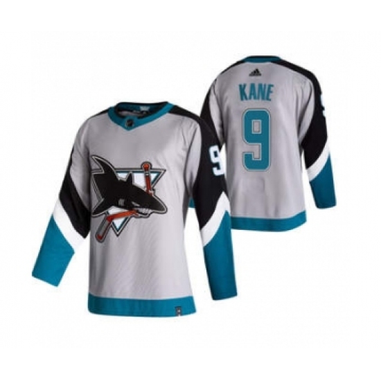 Men's San Jose Sharks #9 Evander Kane Grey 2020-21 Reverse Retro Alternate Hockey Jersey - Ujersey