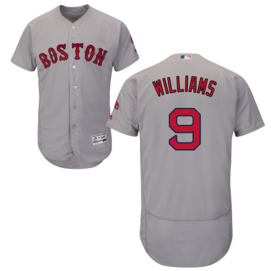 Men's Majestic Boston Red Sox #9 Ted Williams Grey Road Flex Base Authentic Collection MLB Jersey - Ujersey