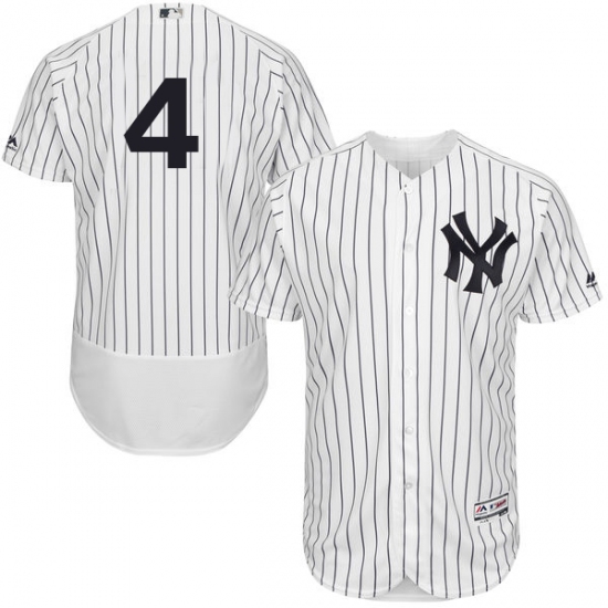 Men's Majestic New York Yankees #4 Lou Gehrig White Home Flex Base Authentic Collection MLB Jersey - Ujersey
