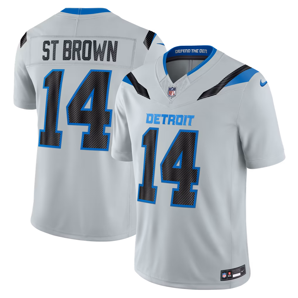 Men's Detroit Lions Amon-Ra St. Brown Nike Silver 2026 Rivalries Collection Stitched Limited Jersey
