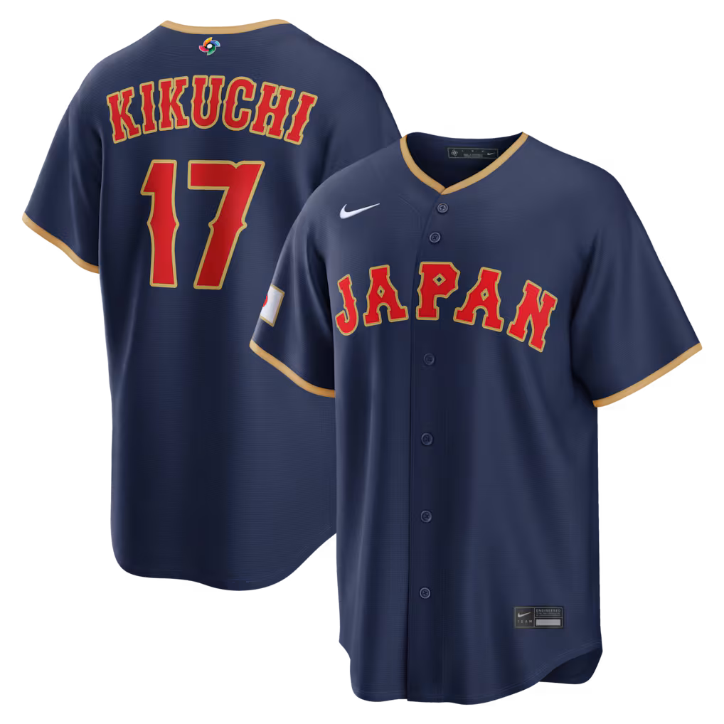Men's Japan Baseball Yusei Kikuchi Nike Navy 2026 World Baseball Classic Road Stadium Jersey - Vujersey Los Angeles Rams