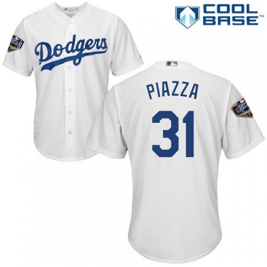 Youth Majestic Los Angeles Dodgers #31 Mike Piazza Authentic White Home Cool Base 2018 World Series MLB Jersey - Ujersey