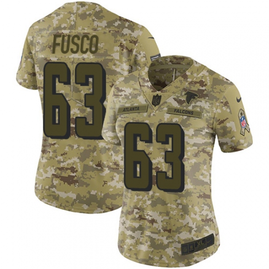 Women's Nike Atlanta Falcons #63 Brandon Fusco Limited Camo 2018 Salute to Service NFL Jersey - Ujersey