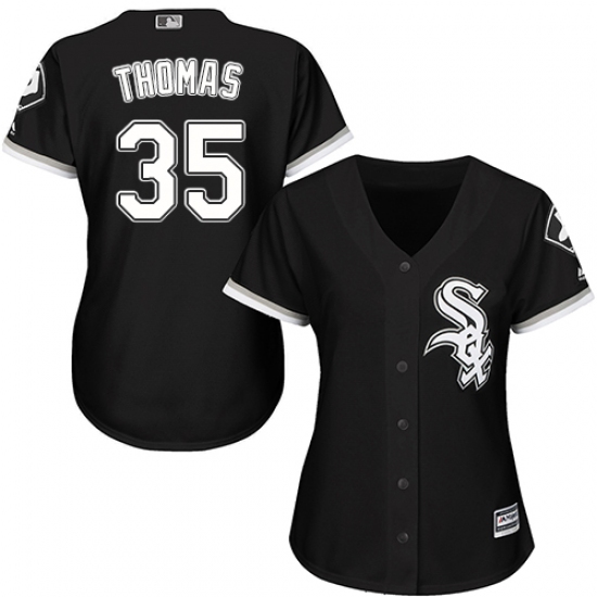 Women's Majestic Chicago White Sox #35 Frank Thomas Authentic Black Alternate Home Cool Base MLB Jersey - Ujersey