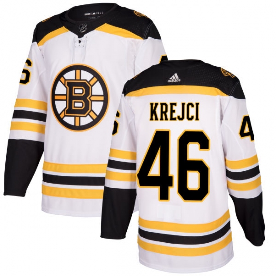 Women's Adidas Boston Bruins #46 David Krejci Authentic White Away NHL Jersey - Ujersey