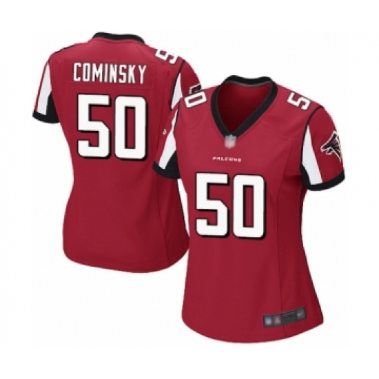 Women's Atlanta Falcons #50 John Cominsky Game Red Team Color Football Jersey - Ujersey