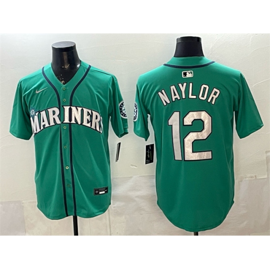 Men's Seattle Mariners #12 Josh Naylor Aqua Limited Stitched jersey - Ujersey