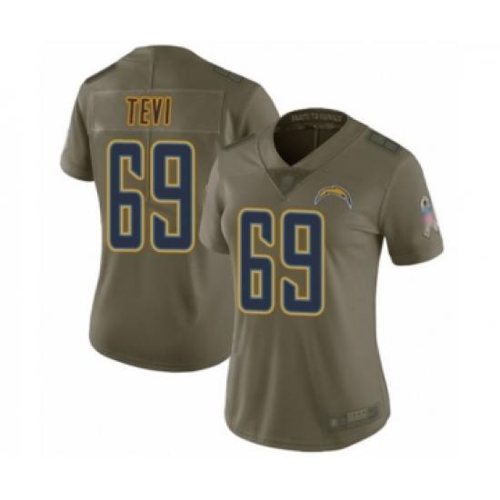 Women's Los Angeles Chargers #69 Sam Tevi Limited Olive 2017 Salute to Service Football Jersey - Ujersey