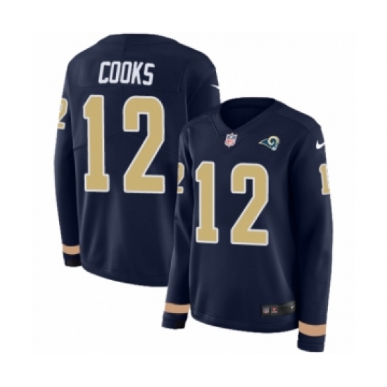 Women's Nike Los Angeles Rams #12 Brandin Cooks Limited Navy Blue Therma Long Sleeve NFL Jersey - Ujersey