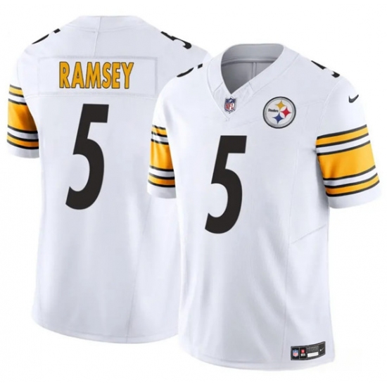 Men's Pittsburgh Steelers #5 Jalen Ramsey White 2025 F.U.S.E. Vapor Limited Football Stitched Jersey - Ujersey