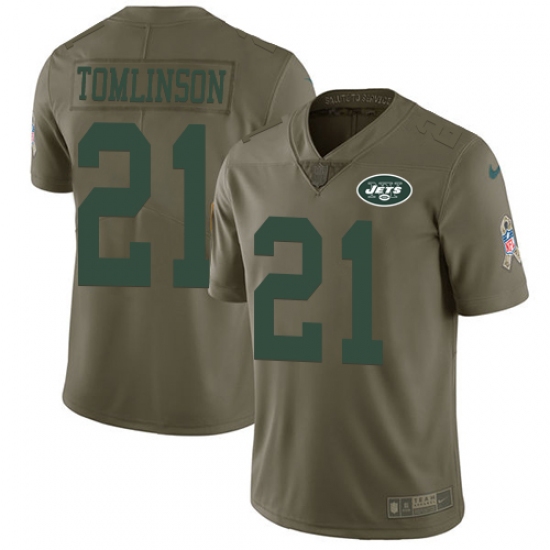 Men's Nike New York Jets #21 LaDainian Tomlinson Limited Olive 2017 Salute to Service NFL Jersey - Ujersey