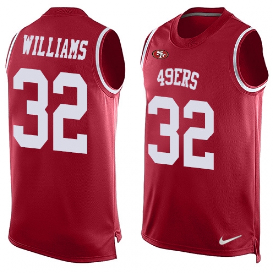 Men's Nike San Francisco 49ers #32 Joe Williams Limited Red Player Name & Number Tank Top NFL Jersey - Ujersey