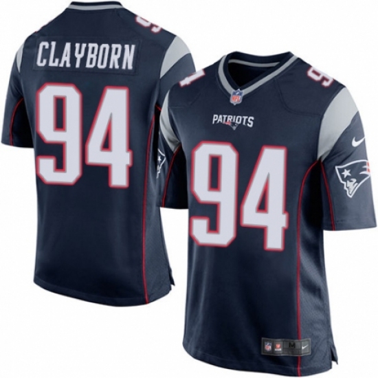 Men's Nike New England Patriots #94 Adrian Clayborn Game Navy Blue Team Color NFL Jersey - Ujersey